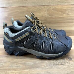 KEEN Voyageur Hiking Shoes Mens 12 Brown Leather Vented Trail Camping Outdoor